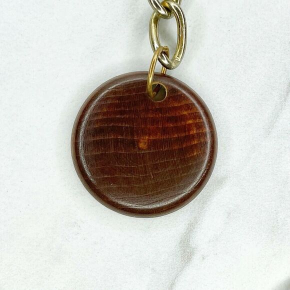 Gold Tone Chain Link Belt Wood Charm Y2K Festival XS/Small (XS/S) ✨ - Picture 3 of 12